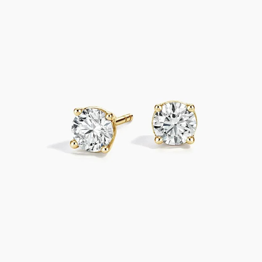 Lab grown diamond stud earrings in 14K yellow gold, Delux Jewelry fine jewelry collection
