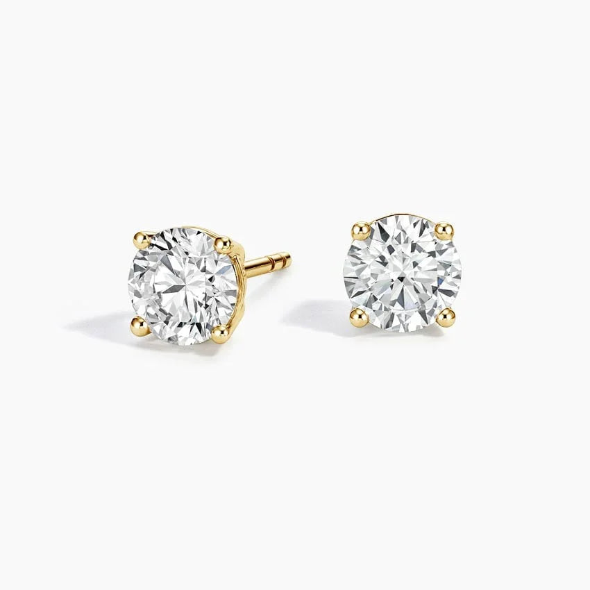 Lab grown diamond stud earrings in 14K yellow gold, Delux Jewelry fine jewelry collection