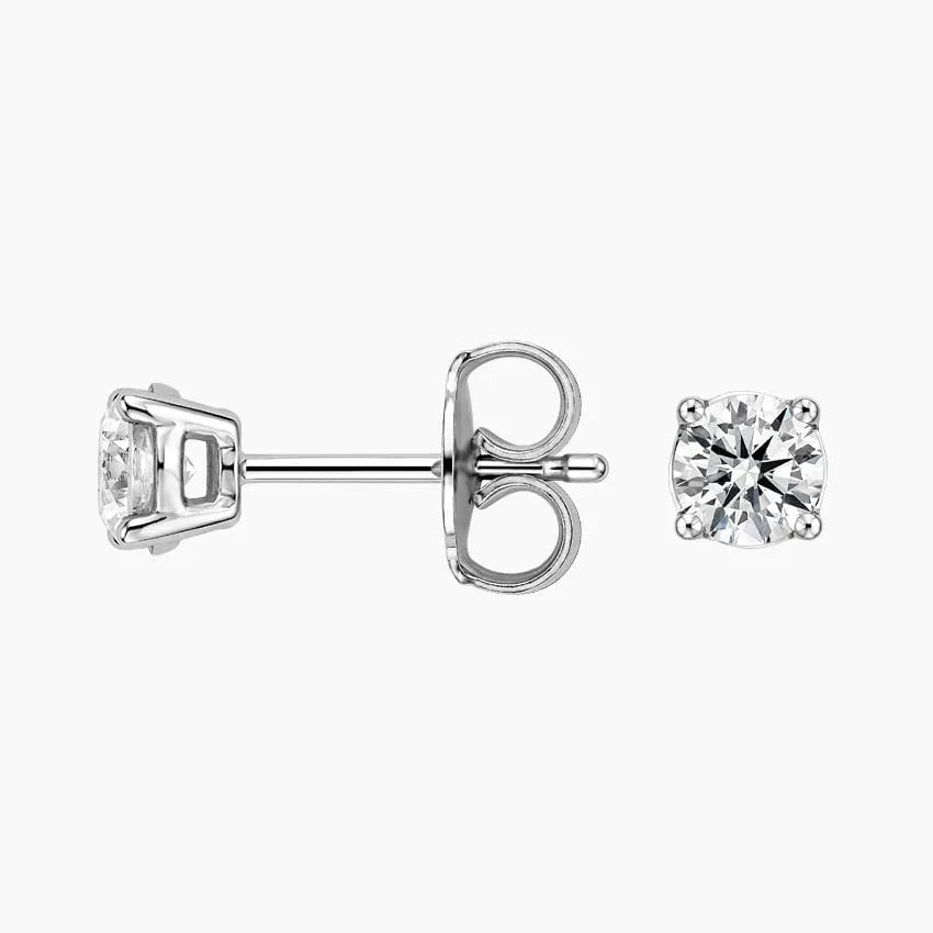 Lab grown diamond stud earrings in 14K white gold, Delux Jewelry