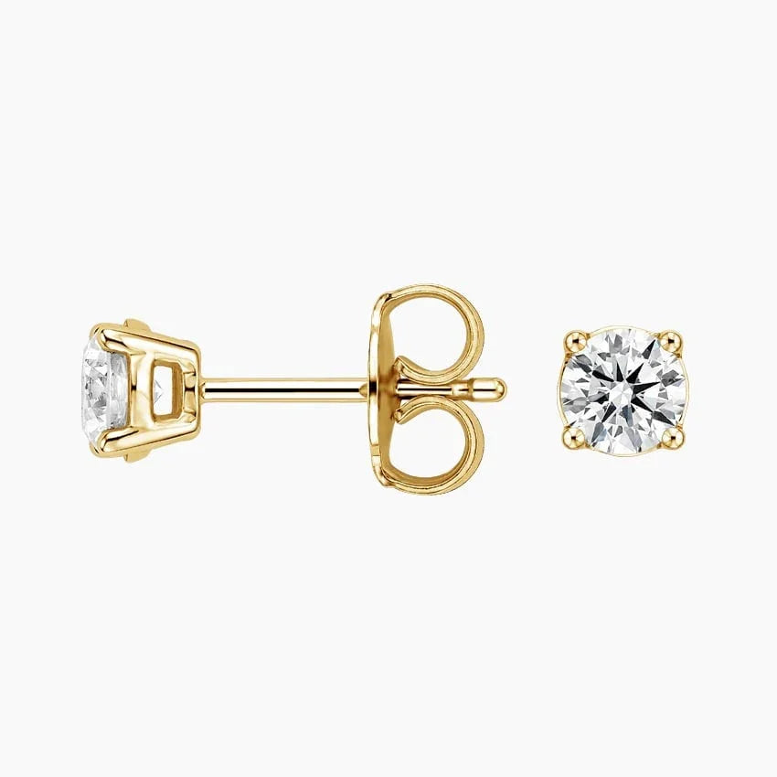Lab diamond stud earrings in 14K yellow gold, round cut, Delux Jewelry fine jewelry