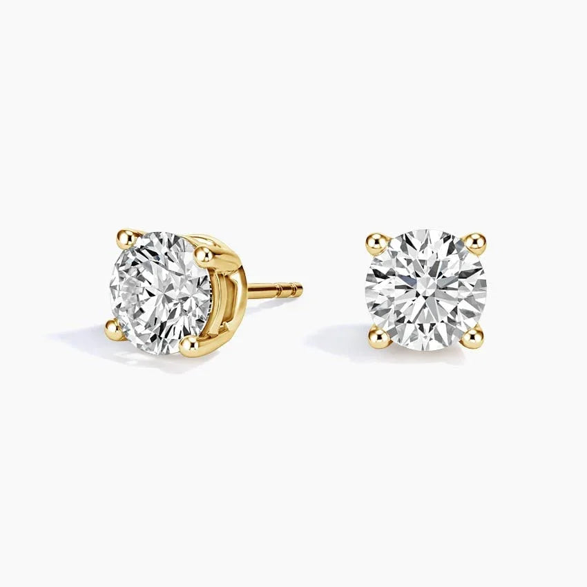 Lab grown diamond stud earrings in 14K yellow gold, Delux Jewelry fine jewelry