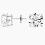 Lab grown diamond stud earrings in 14K white gold from Delux Jewelry on white background.