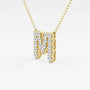 Yellow gold letter M pendant necklace with lab grown diamonds by Delux Jewelry