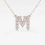 Rose gold necklace with lab grown diamond M initial pendant from Delux Jewelry