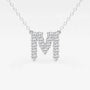 White gold lab grown diamond M initial pendant necklace by Delux Jewelry
