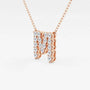 Yellow gold letter M pendant necklace with lab grown diamonds by Delux Jewelry