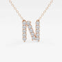 Rose gold necklace with lab grown diamond N initial pendant from Delux Jewelry