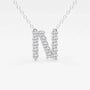 White gold necklace with lab grown diamond N initial pendant, Delux Jewelry