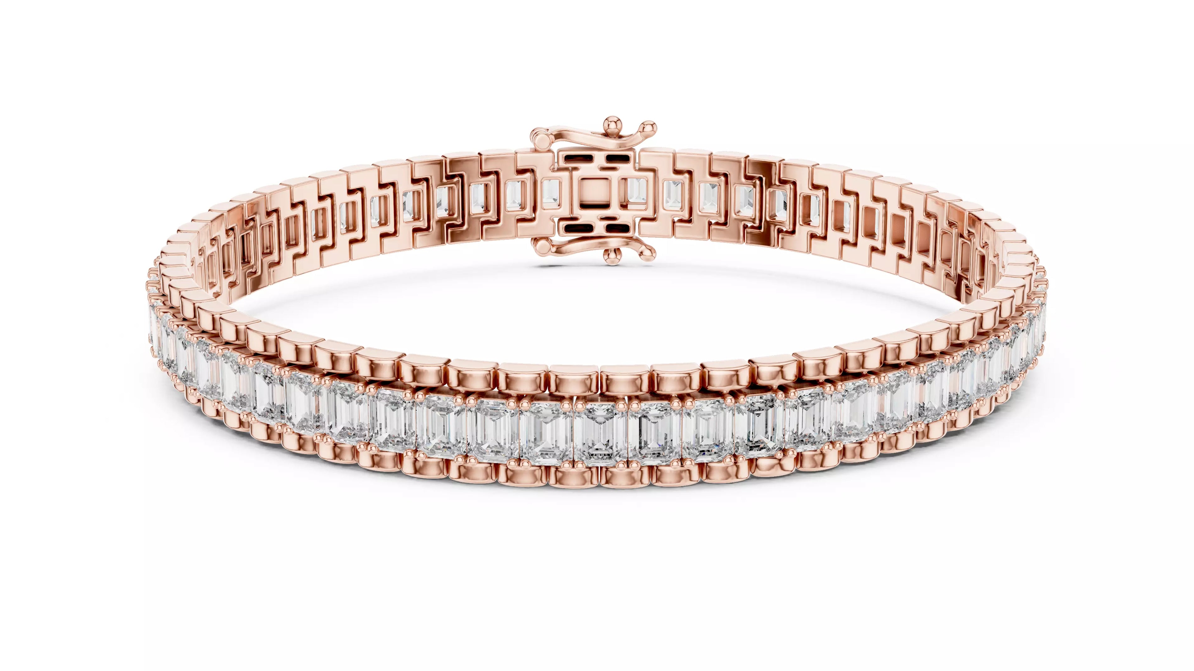 Emerald Cut Natural Diamond Tennis Bracelet