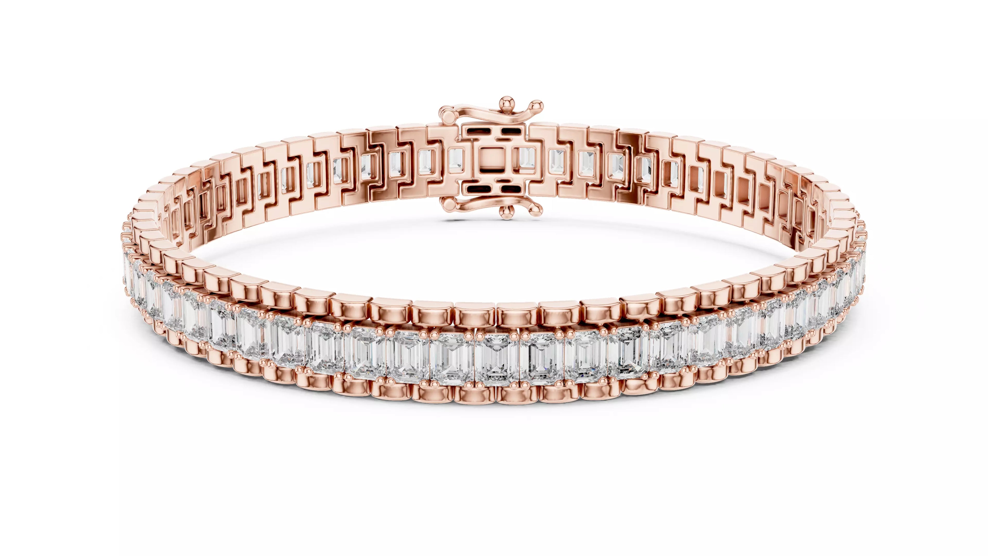 Emerald Cut Natural Diamond Tennis Bracelet