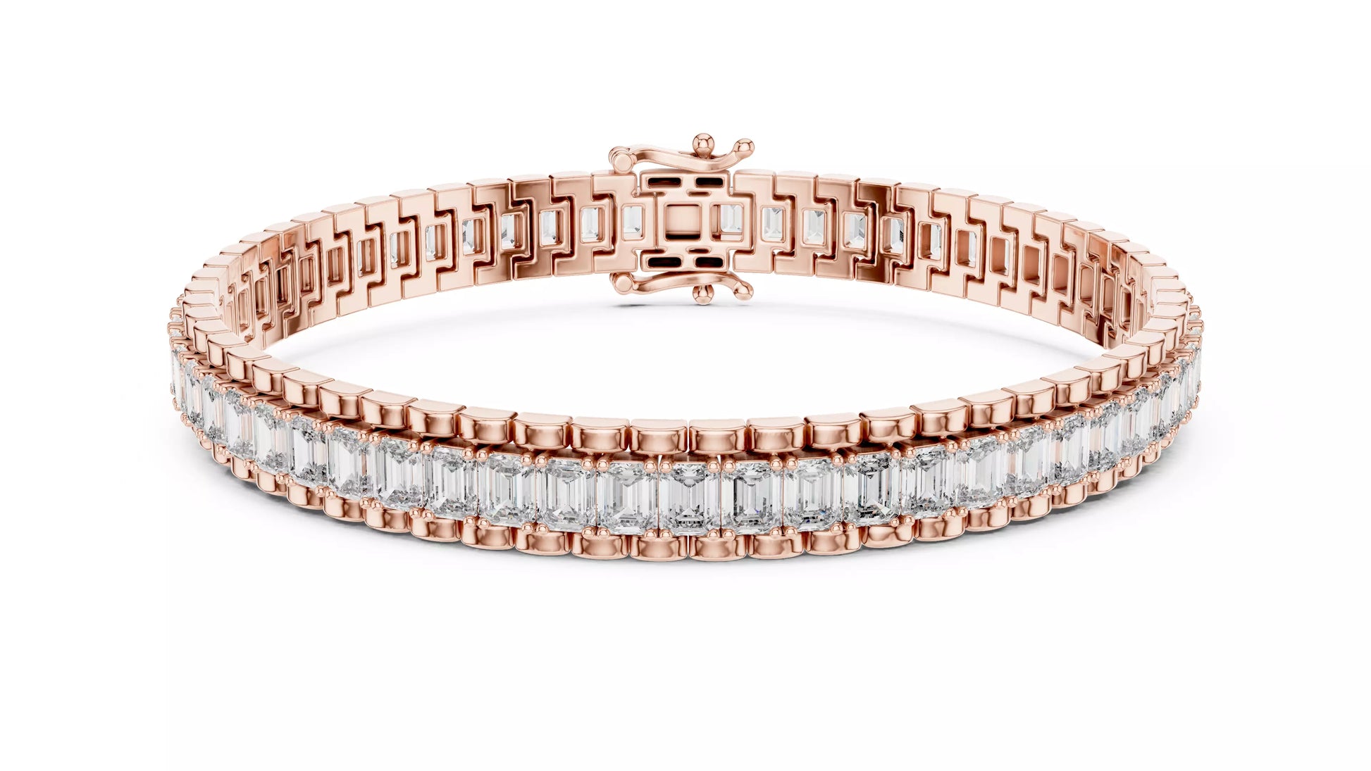 Emerald Cut Natural Diamond Tennis Bracelet