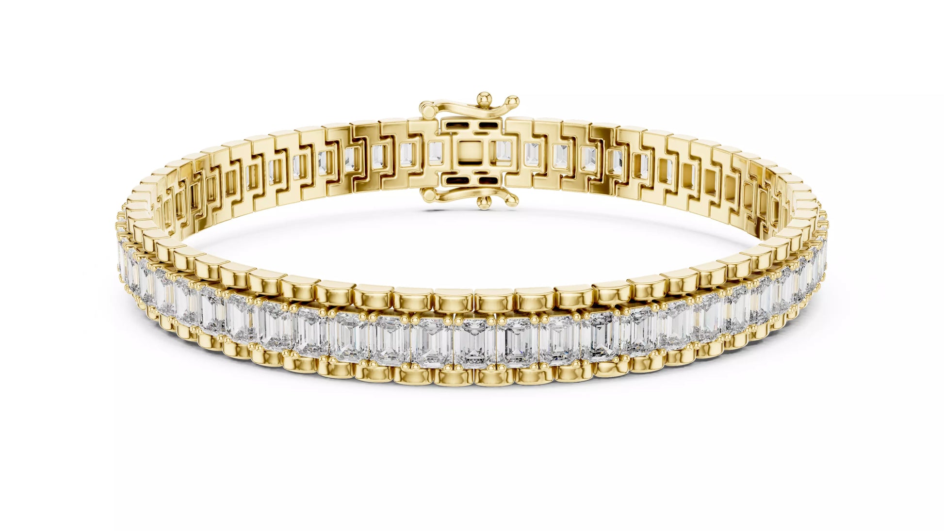 Emerald Cut Natural Diamond Tennis Bracelet