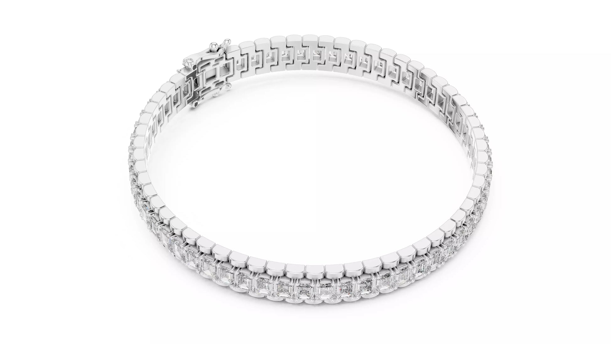 Emerald Cut Natural Diamond Tennis Bracelet