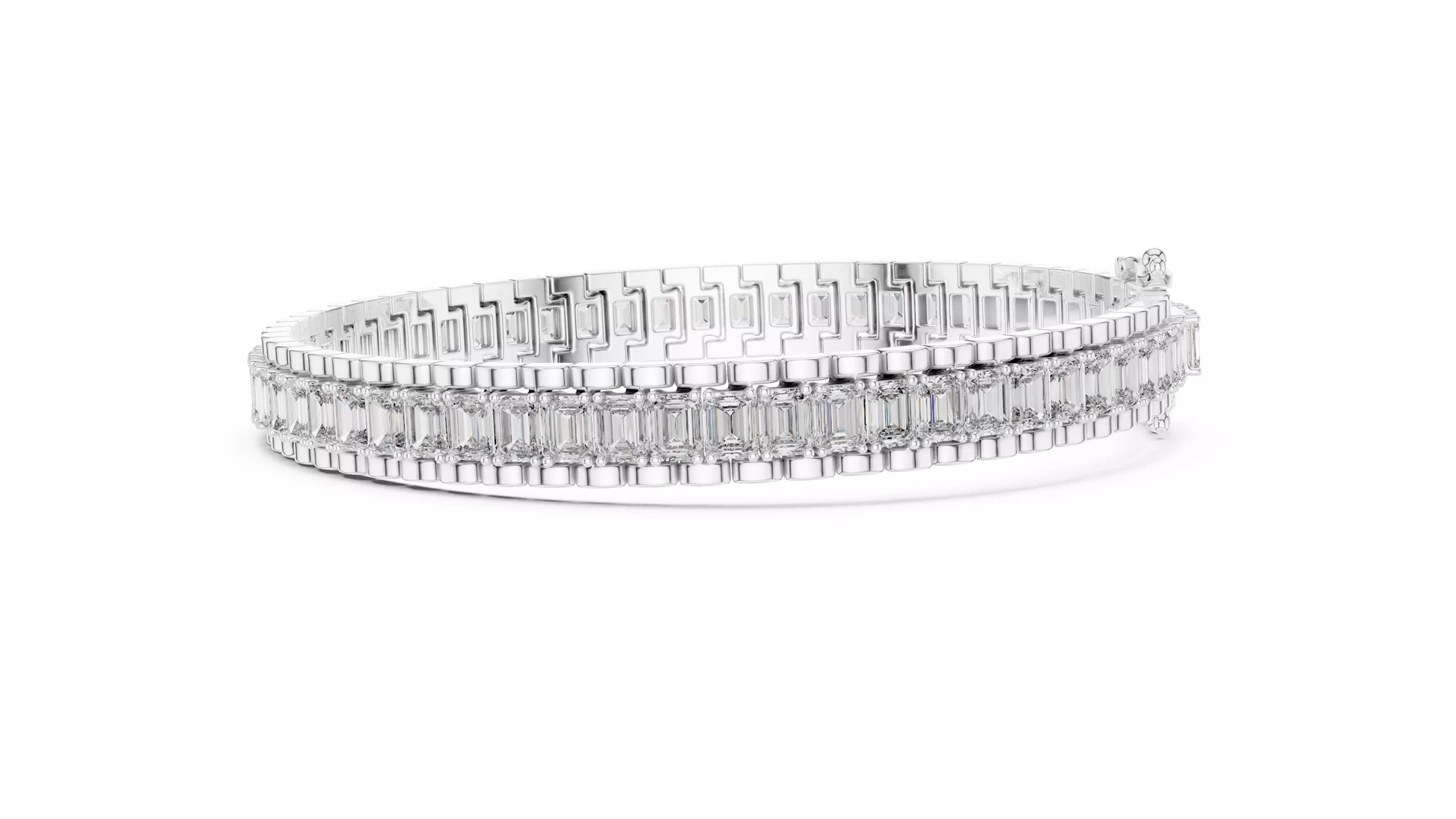 Emerald Cut Natural Diamond Tennis Bracelet