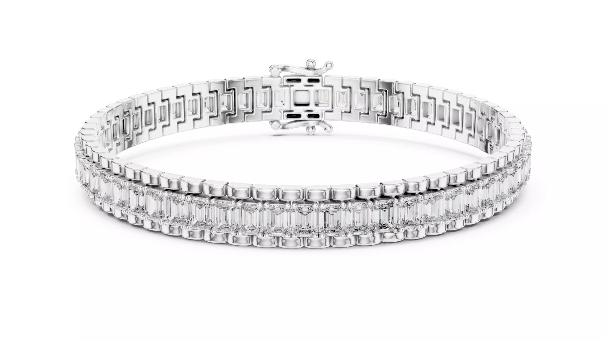 Emerald Cut Natural Diamond Tennis Bracelet