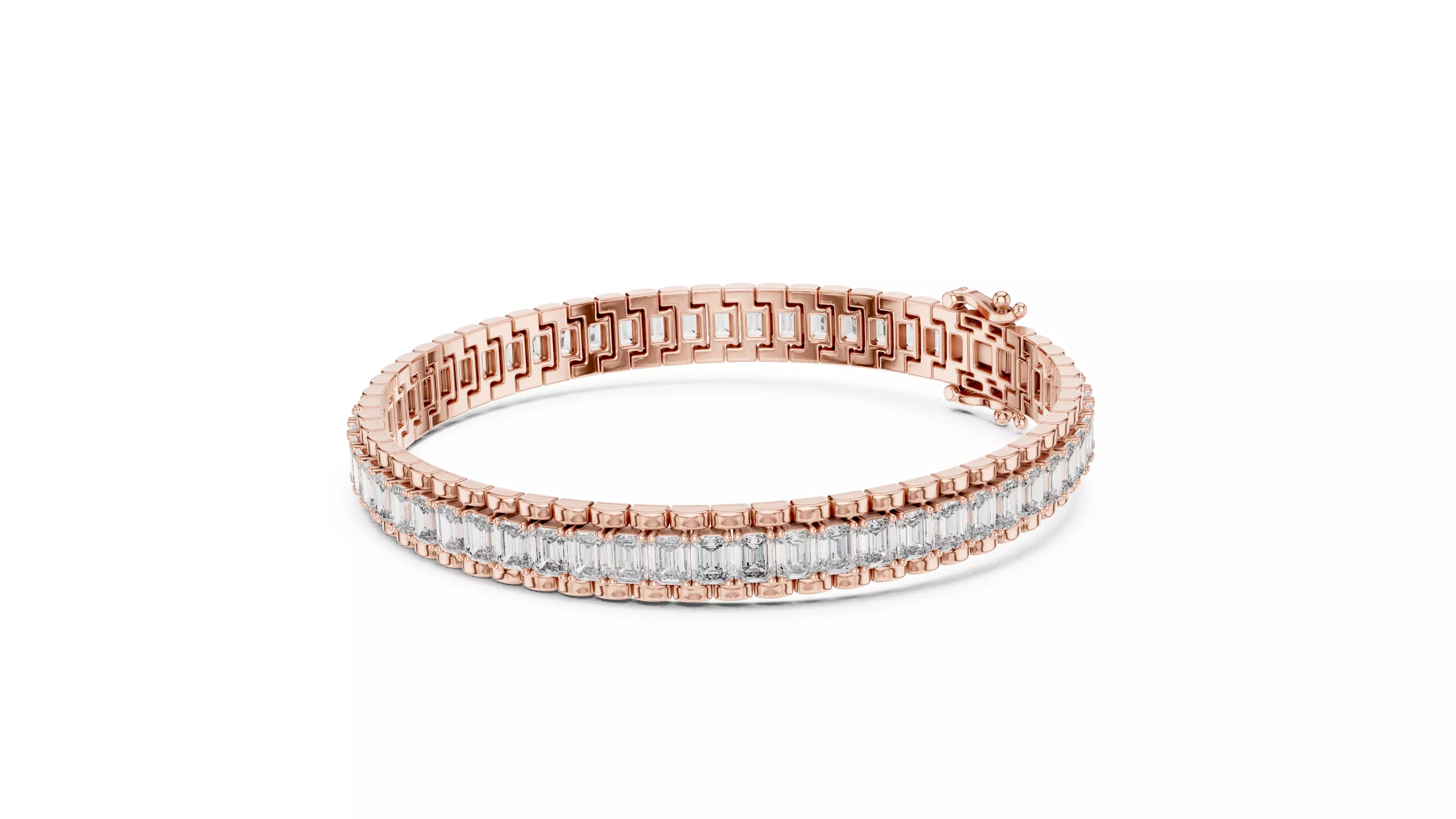 Emerald Cut Natural Diamond Tennis Bracelet