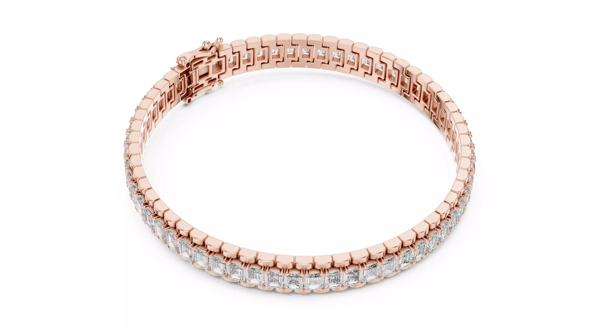 Emerald Cut Natural Diamond Tennis Bracelet