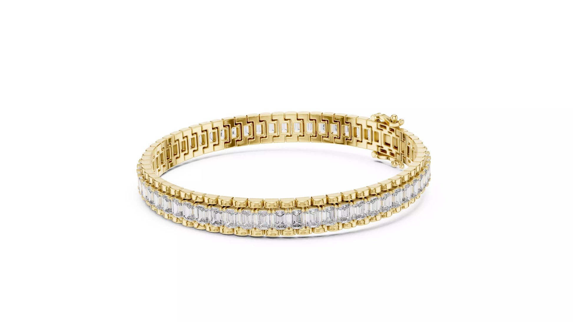 Emerald Cut Natural Diamond Tennis Bracelet