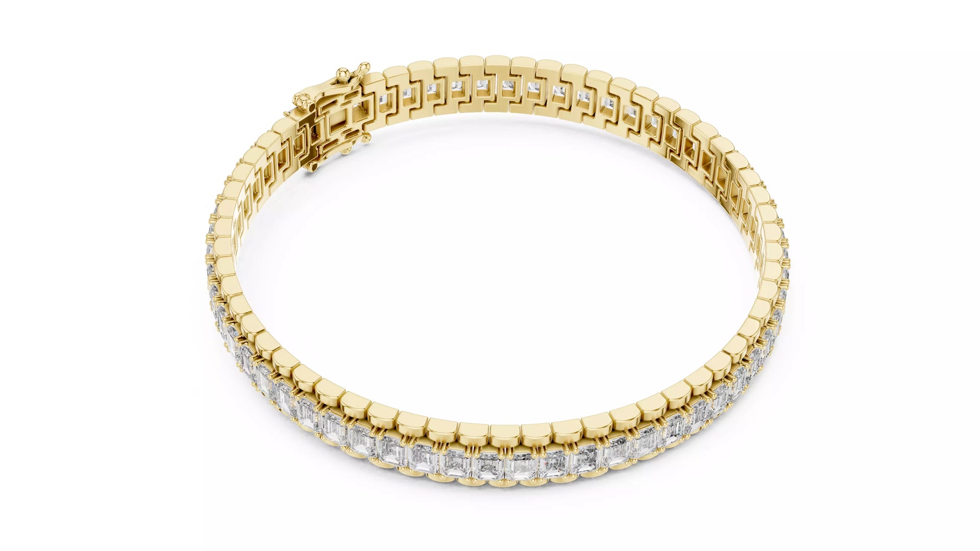 Emerald Cut Natural Diamond Tennis Bracelet