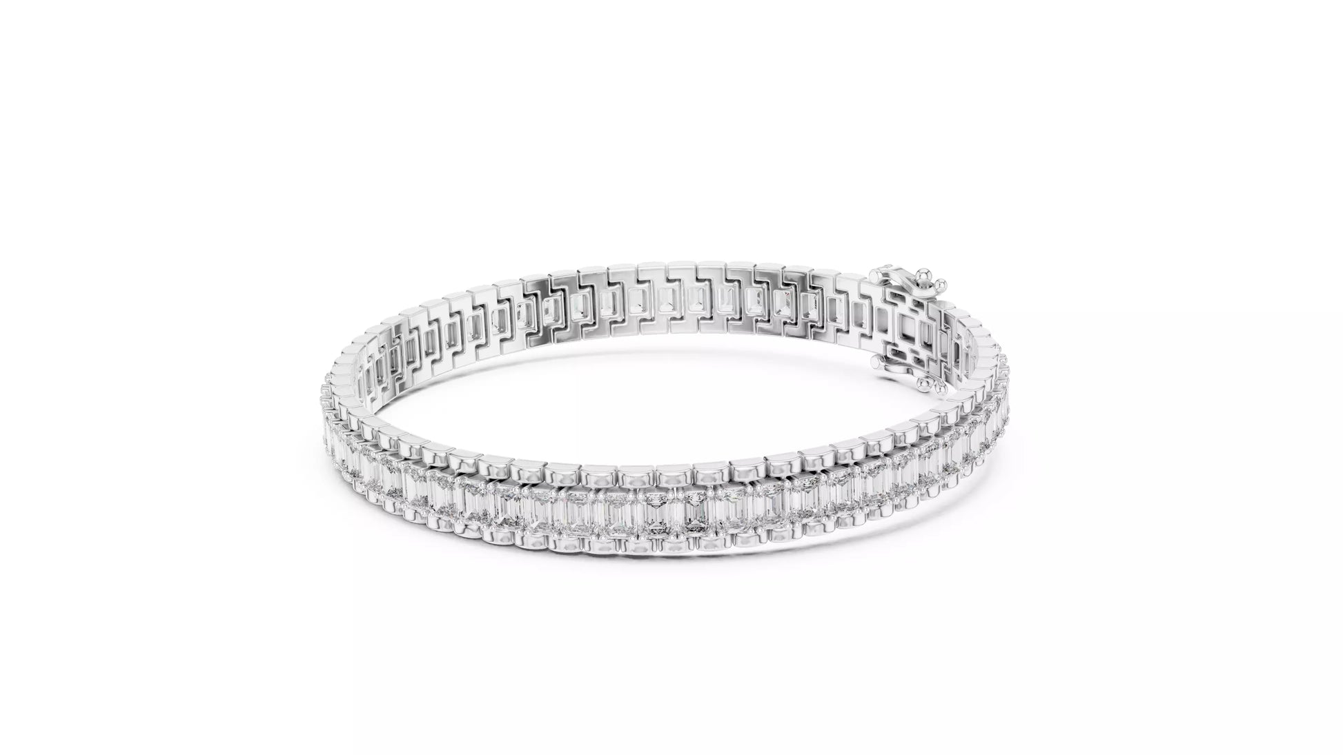 Emerald Cut Natural Diamond Tennis Bracelet