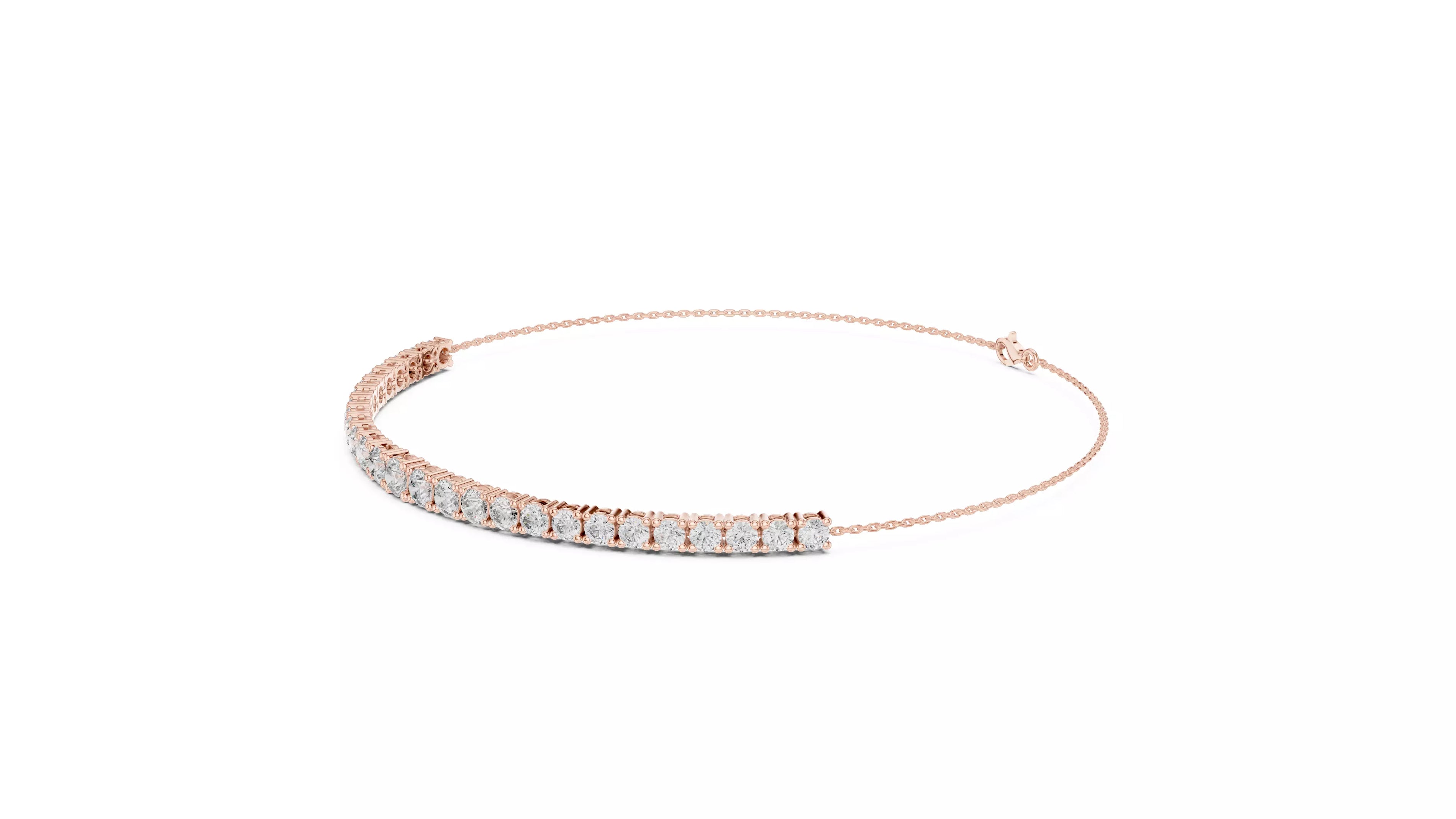 Graduated Round Natural Diamond Tennis Bracelet