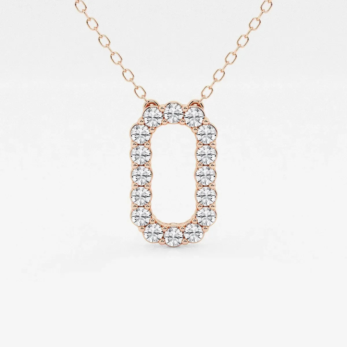 Rose gold pendant necklace with oval lab grown diamonds by Delux Jewelry