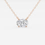 Rose gold oval lab grown diamond pendant necklace on delicate chain, Delux Jewelry