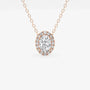 Oval rose gold pendant halo necklace with lab grown diamonds from Delux Jewelry