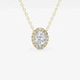 Oval lab grown diamond halo pendant on gold chain, Delux Jewelry fine jewelry