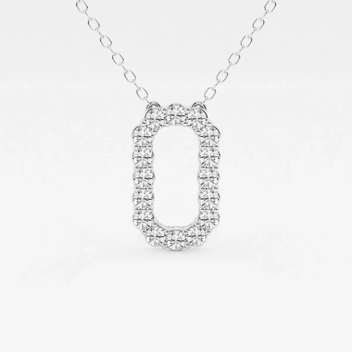 Lab grown diamond oval pendant necklace in white gold from Delux Jewelry