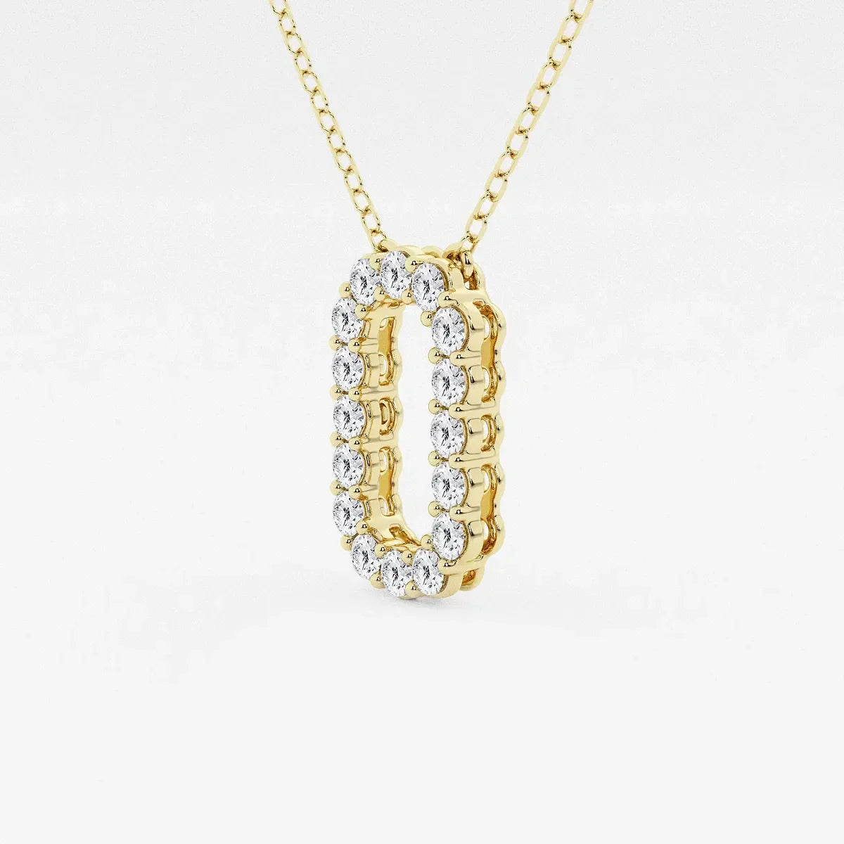 Gold pendant necklace with lab grown diamonds in oval shape, Delux Jewelry fine jewelry