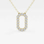Yellow gold pendant necklace with oval outline of lab grown diamonds, Delux Jewelry