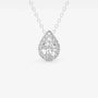 Pear halo lab diamond pendant necklace in white gold on delicate chain, Delux Jewelry