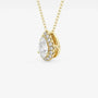 Pear halo pendant in yellow gold with lab grown diamonds on delicate gold chain