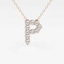 Rose gold necklace with lab grown diamond letter P pendant, Delux Jewelry
