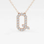 Rose gold pendant necklace with letter Q, set with lab grown diamonds from Delux Jewelry