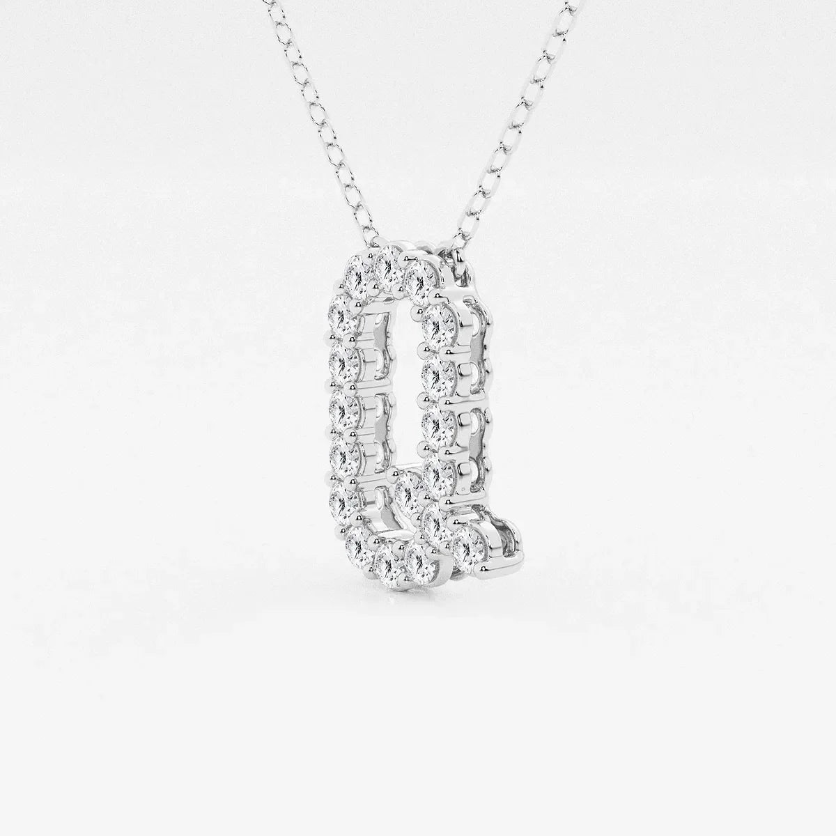 White gold lab grown diamond initial pendant necklace by Delux Jewelry