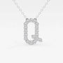 Lab grown diamond Q pendant necklace in white gold from Delux Jewelry