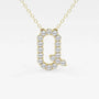 Yellow gold necklace with lab grown diamond Q initial pendant from Delux Jewelry
