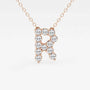 Rose gold necklace with letter R pendant made of lab grown diamonds, Delux Jewelry