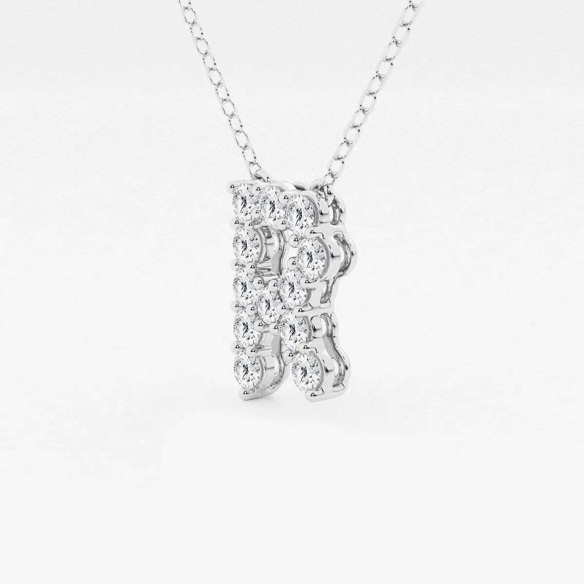 White gold pendant necklace with lab grown diamonds on delicate chain, Delux Jewelry