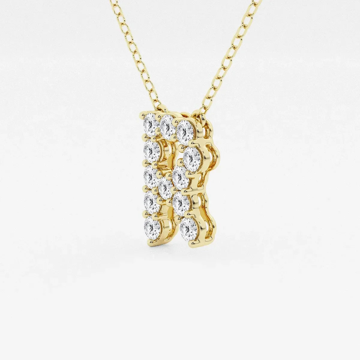 Yellow gold necklace with lab grown diamond letter R pendant, Delux Jewelry