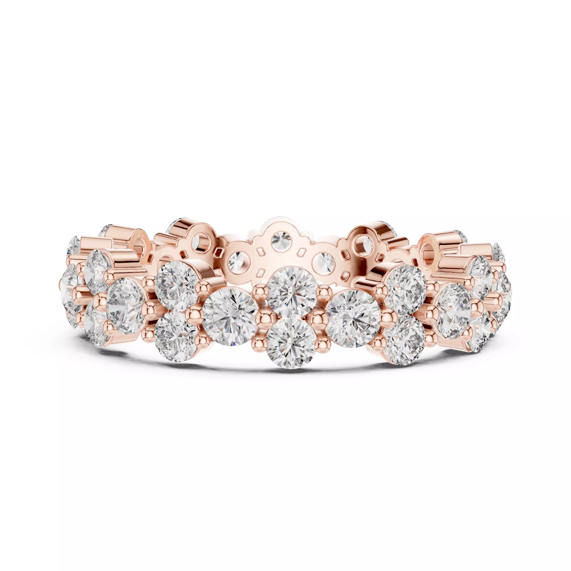Floral Round Diamond Eternity Band