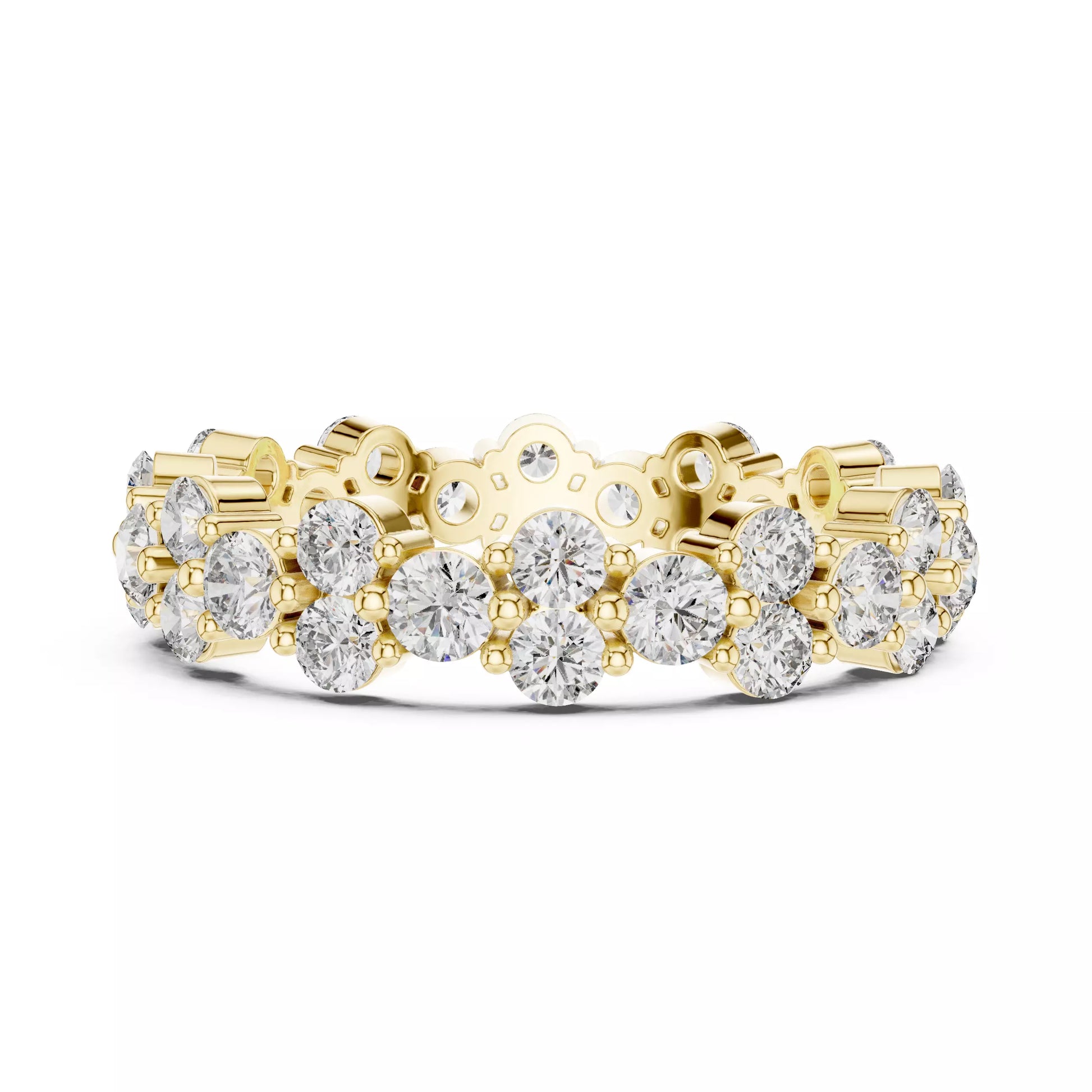 Floral Round Diamond Eternity Band