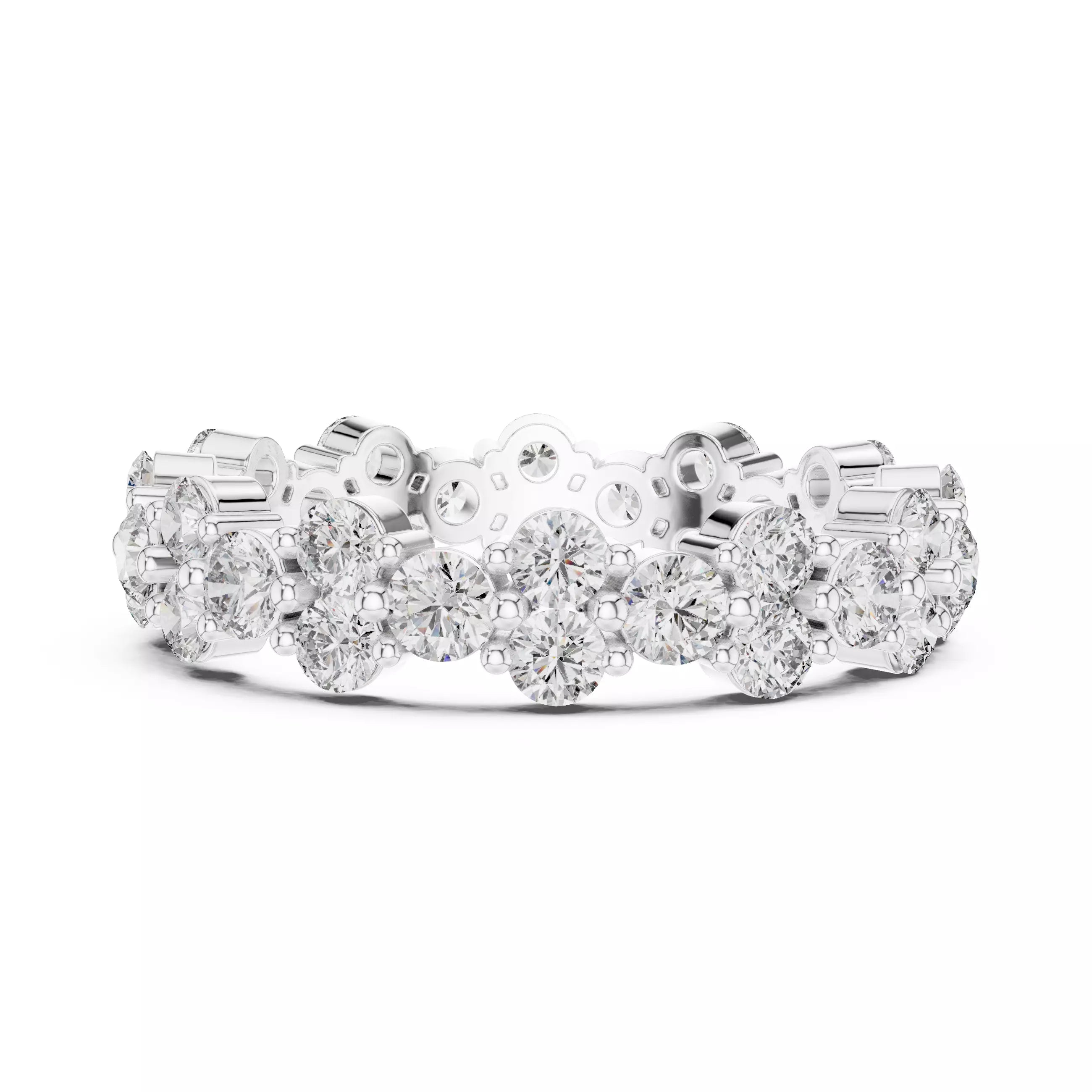Floral Round Diamond Eternity Band