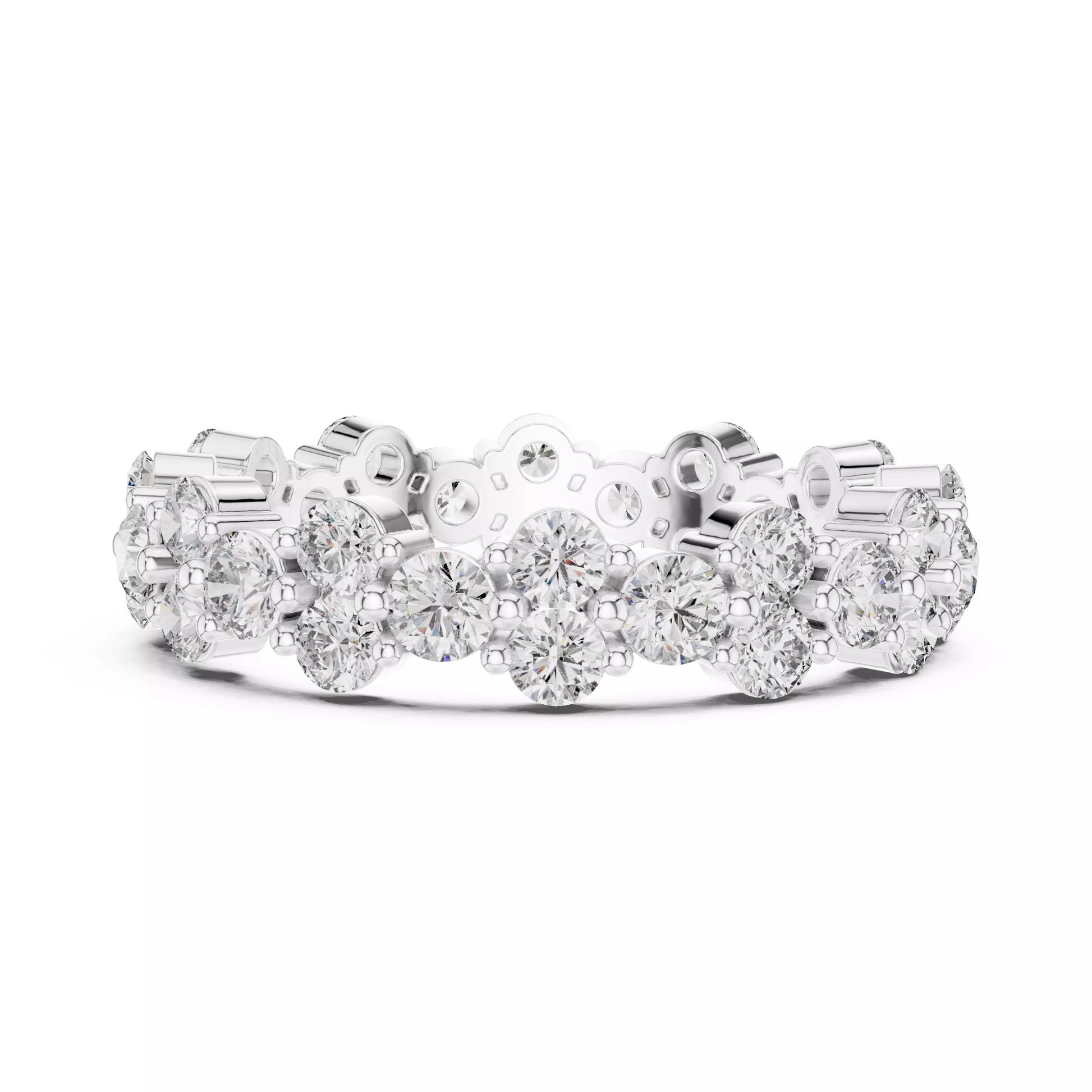 Floral Round Diamond Eternity Band