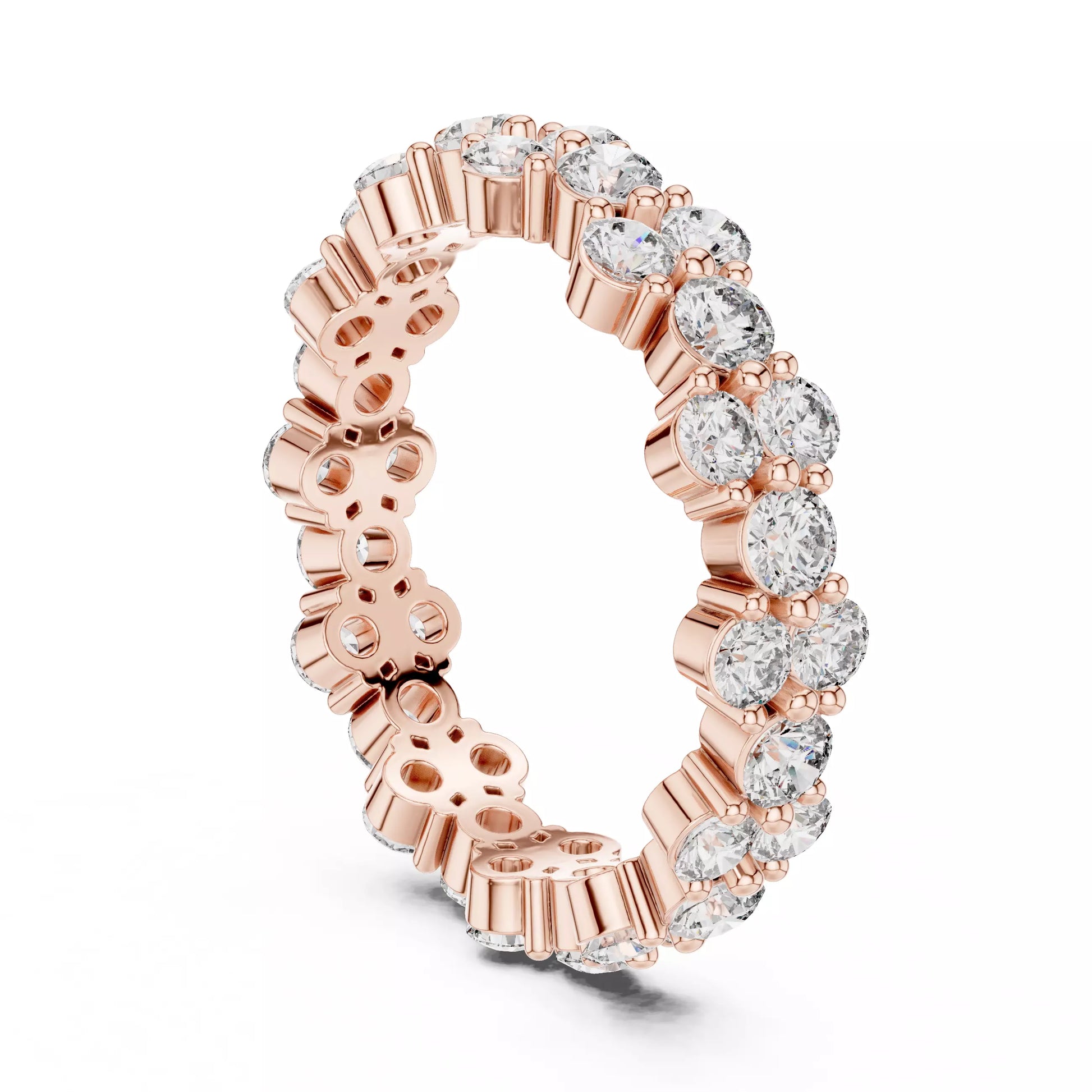 Floral Round Diamond Eternity Band