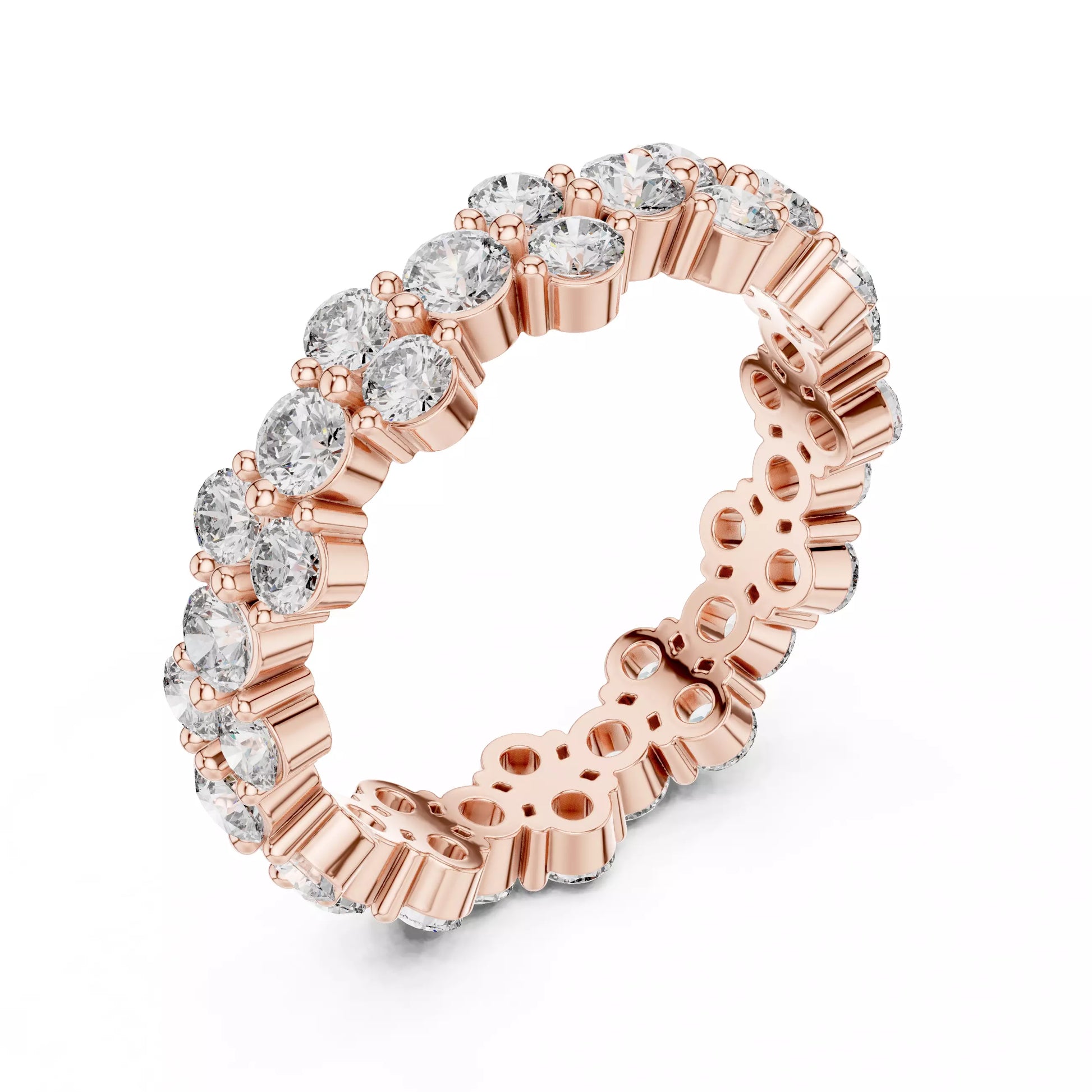 Floral Round Diamond Eternity Band