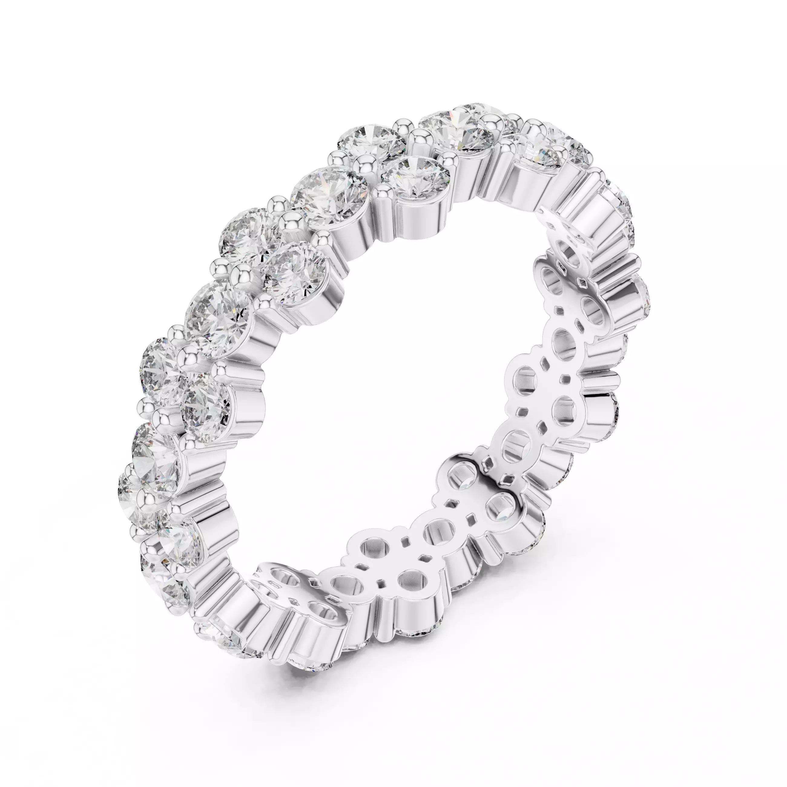 Floral Round Diamond Eternity Band