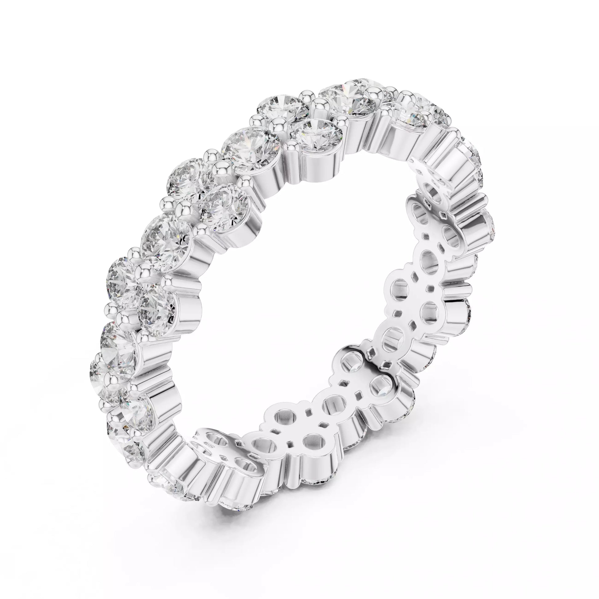 Floral Round Diamond Eternity Band